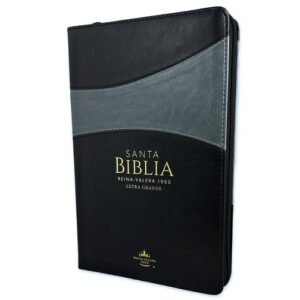 Biblia con Cierre Letra Grande 12 puntos RV1960, imit piel negro y gris
