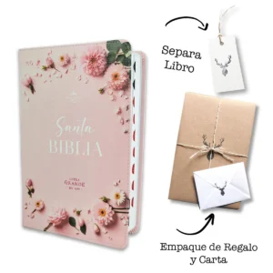 Biblia Letra Grande 12 puntos para Mujer RV1960 imit piel Rosa Floral con índice