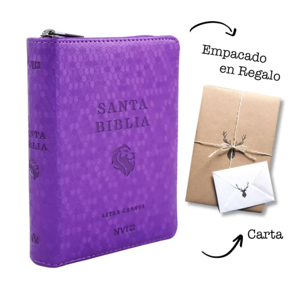 Biblia NVI Letra Grande Tamaño Bolsillo Violeta con Cierre